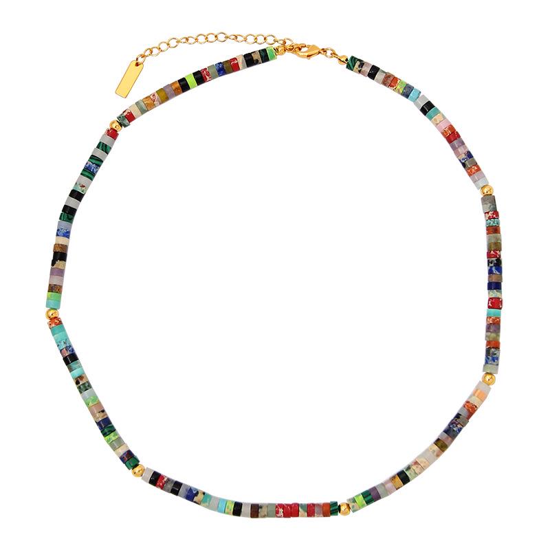 Bohemian Stone Bead Clavicle Necklace - Colorful, Simple, and Stylish Design