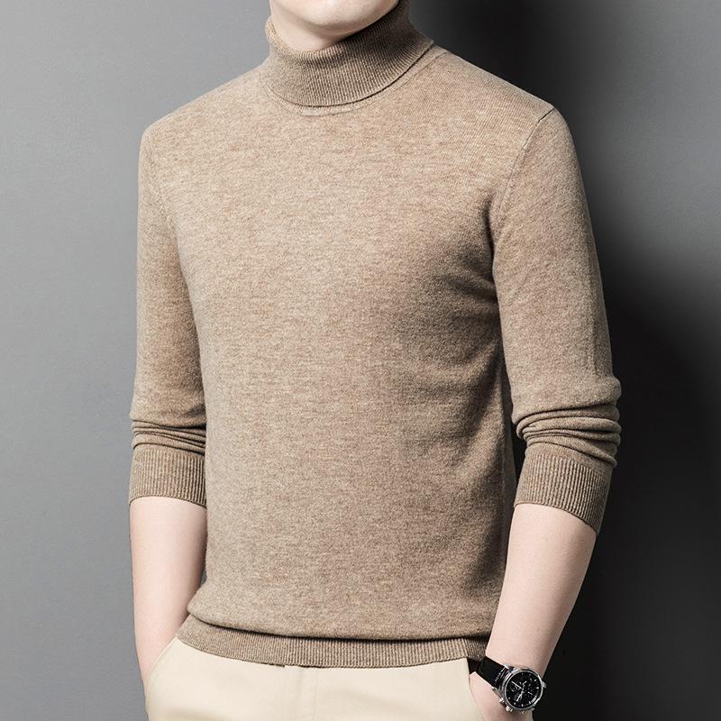 

Men s High Neck Warm Wool Sweater, Machine Washable, Thick Knit, Pure Color, 2025 Autumn/Winter Collection. 3XL верблюд