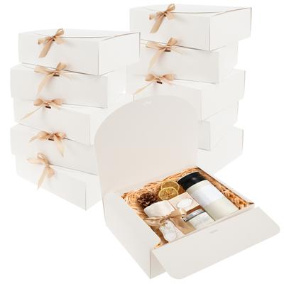 10 Stück Geschenkboxen mit Deckel und Band Papier Geschenkbox Große Kapazität Dekorativ Party Hochzeiten Geburtstag Feiertag Süßigkeitenaufbewahrung