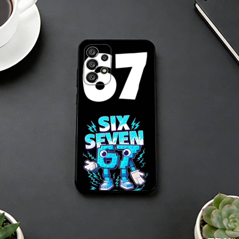 Six S-Seven 67 Phone Case For Samsung S25,S24,S21,S22,S23,S30,Ultra,S20,Plus,Fe,Soft Silicone Black Cover