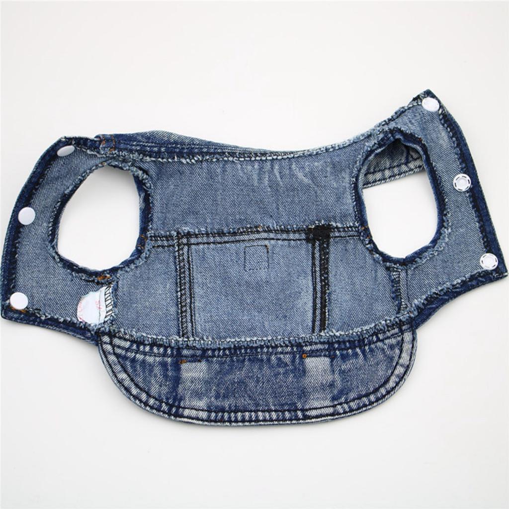 Dog Jeans Jacket Denim Coat For Small Medium Girl Boy Dogs Puppy Clothes Comfort Lapel Vest With D-Ring For Leash