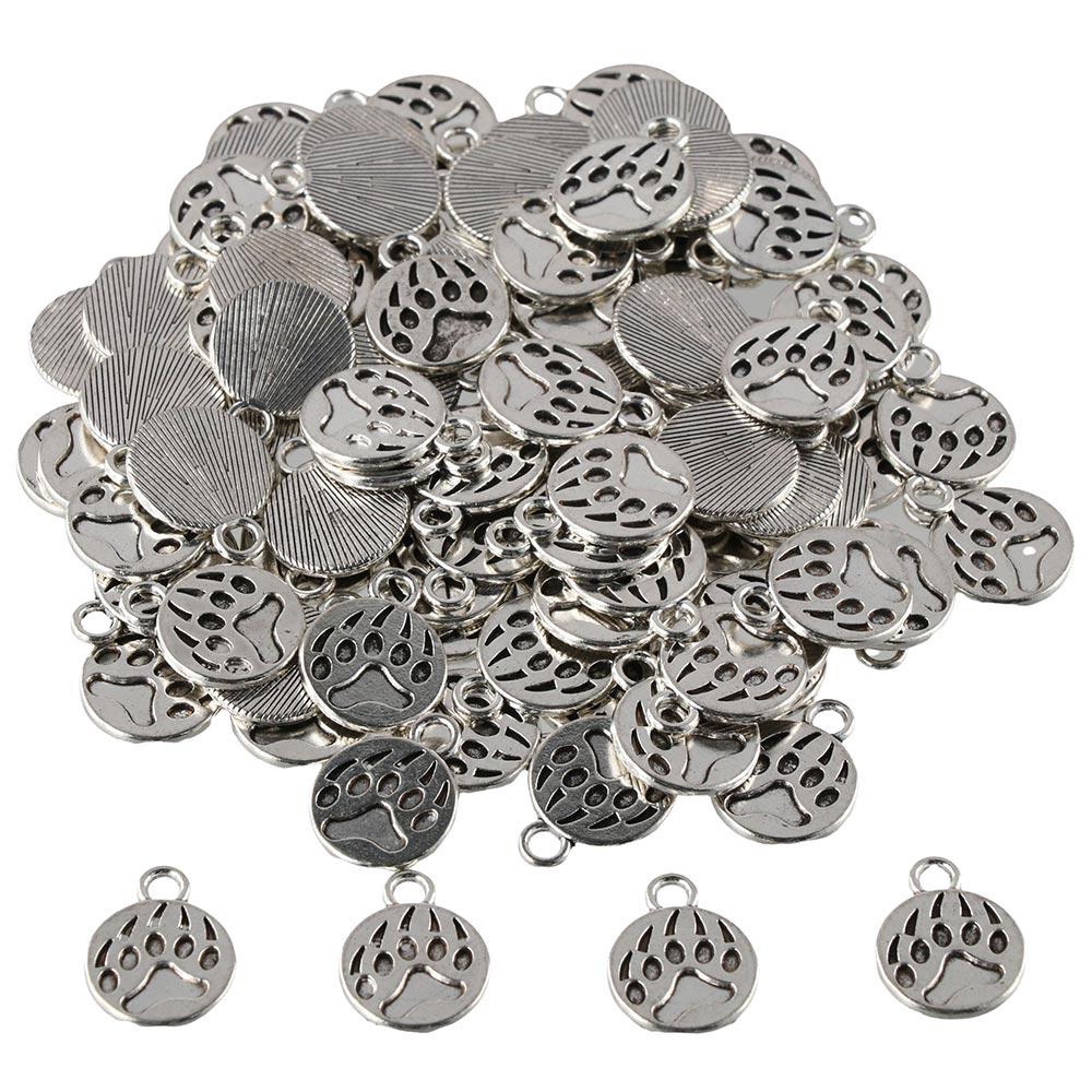 

100Pcs Alloy Bear Paw Pattern Charms 0.71x 0.58inch Bear Paw Shape Alloy Animal Footprint Pendants DIY Charms DIY Crafts