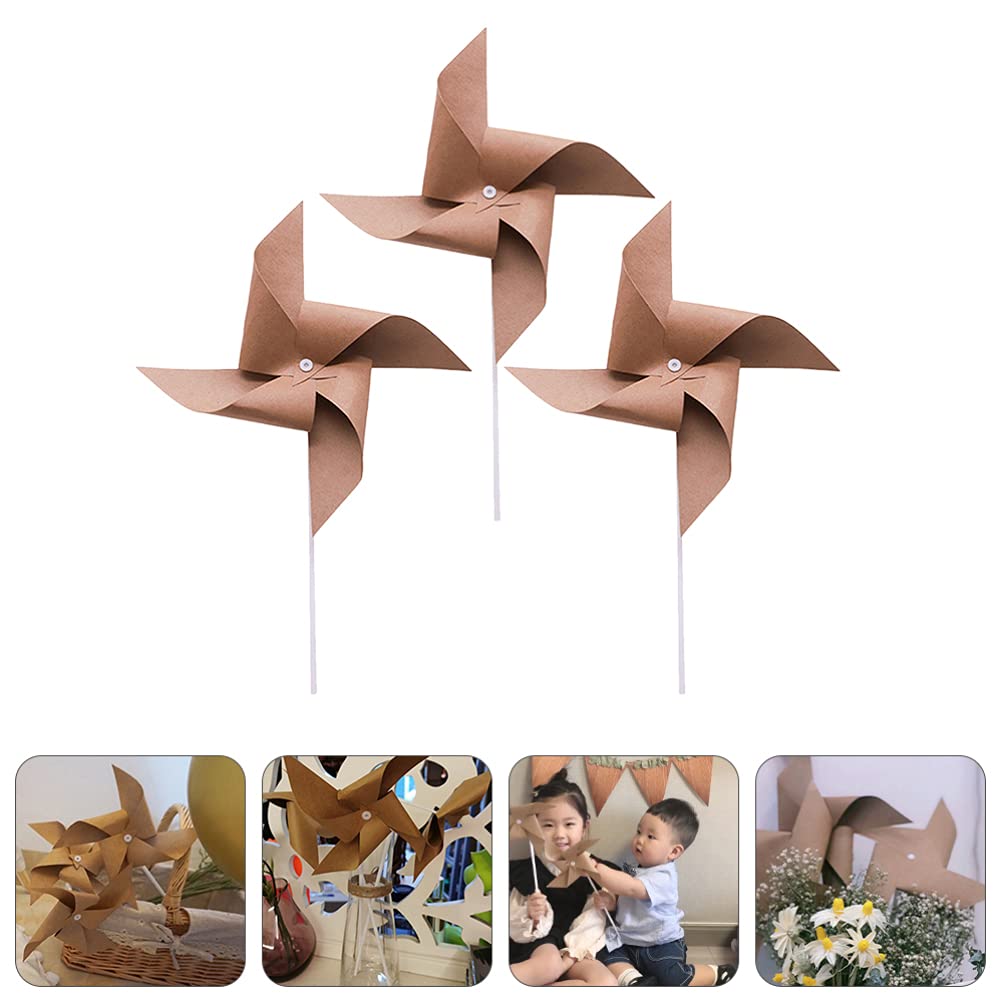 EXCEART 3-Piece Retro Paper Windmills for Outdoor Decorations and Photo Props for Birthday Parties
