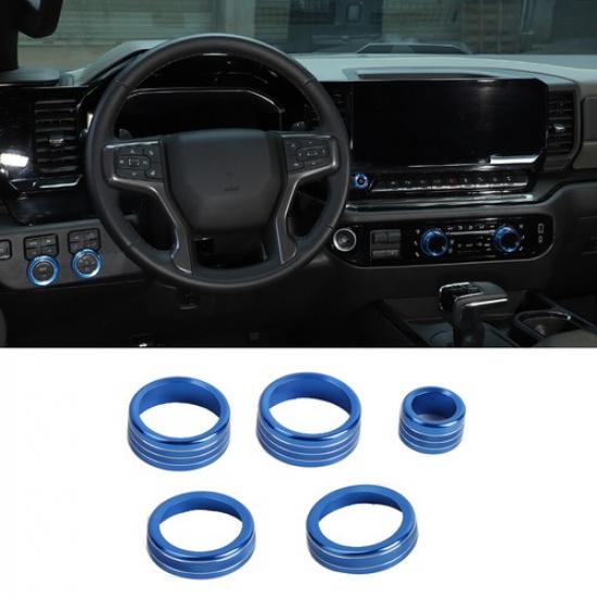 Center Control Headlight Radio AC Switch Knob  Ring Trim For 22+ Chevy Silverado