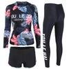 Women's Three-Piece Swimsuit: Long-Sleeve, Flat-Leg Design to Slim and Cover. Ideal for Small Busts, Perfect for Hot Springs.
