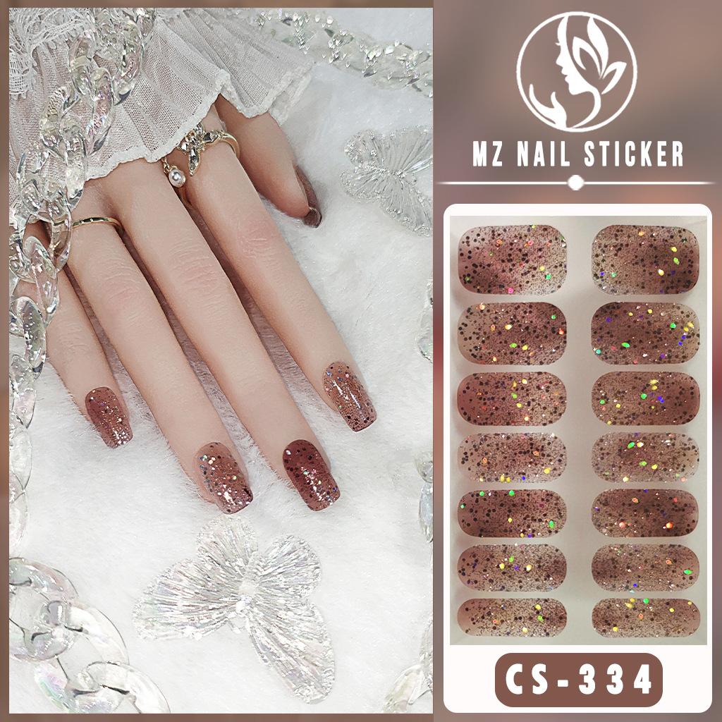 CS Color Green Onion Powder Four-color All-Green Onion No-Bake Gel Nail Polish Film All Ice Flash Nail Polish Film Paper Nail Nail Sticker