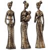 Beautiful Finish Uniquely Hand Crafted Home Decor African Tribal Women Art Piece (Set of 3, Black and Golden)
