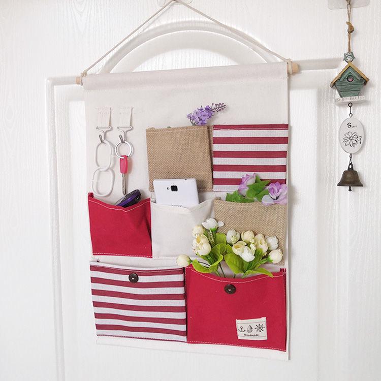 Multi-layer Fabric Hanging Storage Bag for Dormitory and Wardrobe Door, Wall-Mounted Phone Organizer