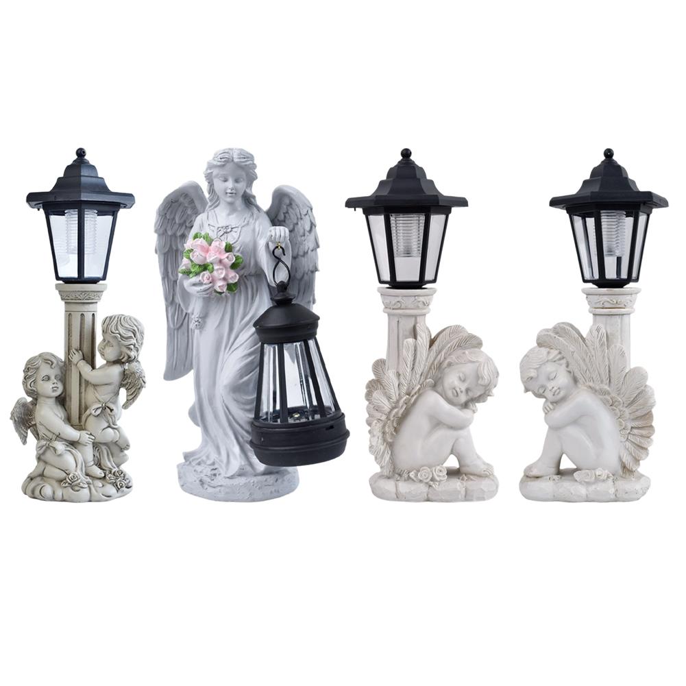 Antique Roman Column Knee Angel Solar Outdoor Light Antique Roman Column Knee Solar Outdoor Light Courtyard Ornament Light