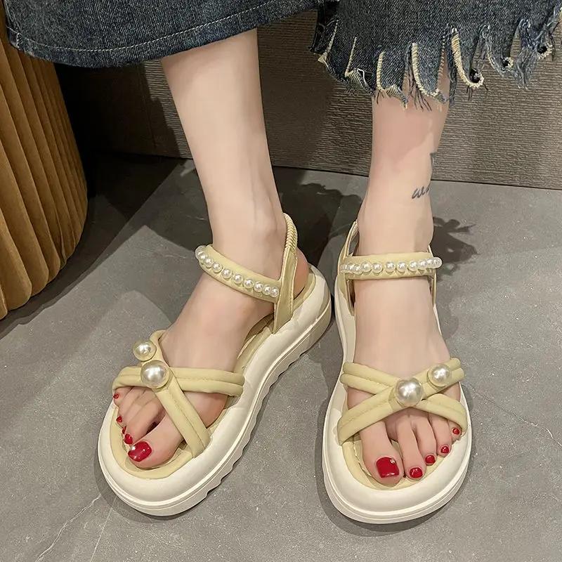 Roman Style Black Women's Sandals on Offer Wholesale Summer 2025 Comfortable Sandal Low Price Daily Original Offers Ladies Shoes
