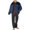 Levis FW22 Corduroy Denim Patchwork Zip-Up Down Jacket Men Jacket Navy A0726-0002