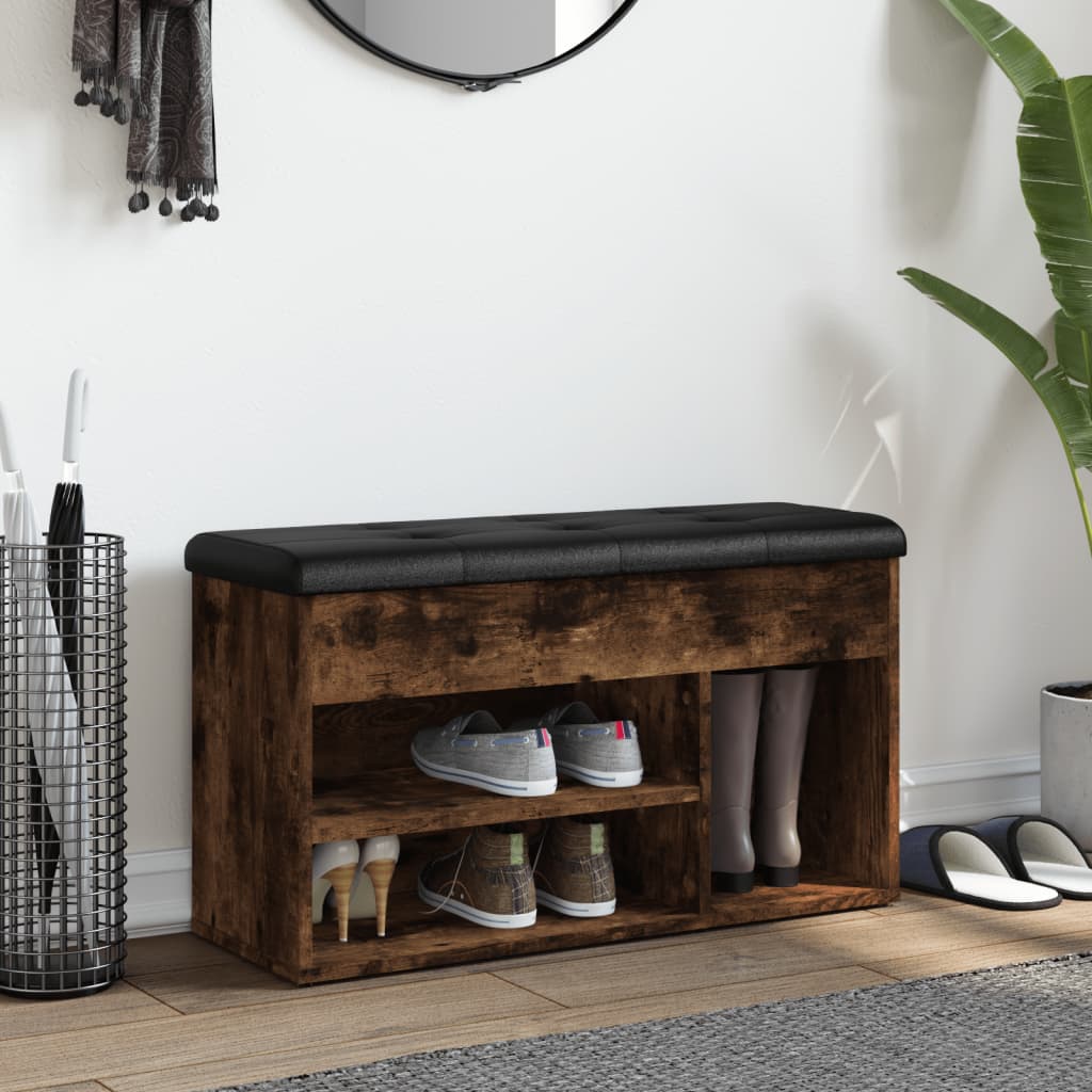 Vidaxl Shoe Bench, Smoked Oak, 82X32X45.5 Cm