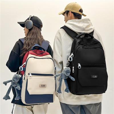 Modischer neuer Schulranzen mit Reißverschluss in Kontrastfarbe, Unisex, mehrschichtiger Jugendrucksack mit großer Kapazität, hochwertige Computertasche aus Nylon für Mittelschüler