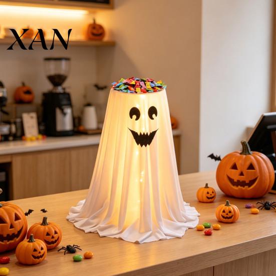 Creative Holiday Table Centerpiece Halloween Ghost Candy Bowl Stand with Remote Control, Large LED Lighted Event Tableware Cute Holder for Front Door