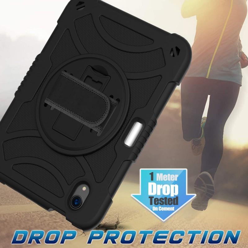 360 Degree Rotating Shockproof Silicone Case IPad Mini 6 7 - Portable Slim Cover With Strap Option