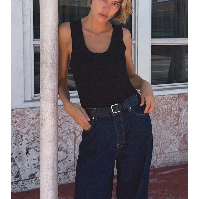 Spring and Summer New Women's Clothing Minimalist Easiest for Match Plain Stitch Vest Basic U-Neck Sleeveless Tops 3471107