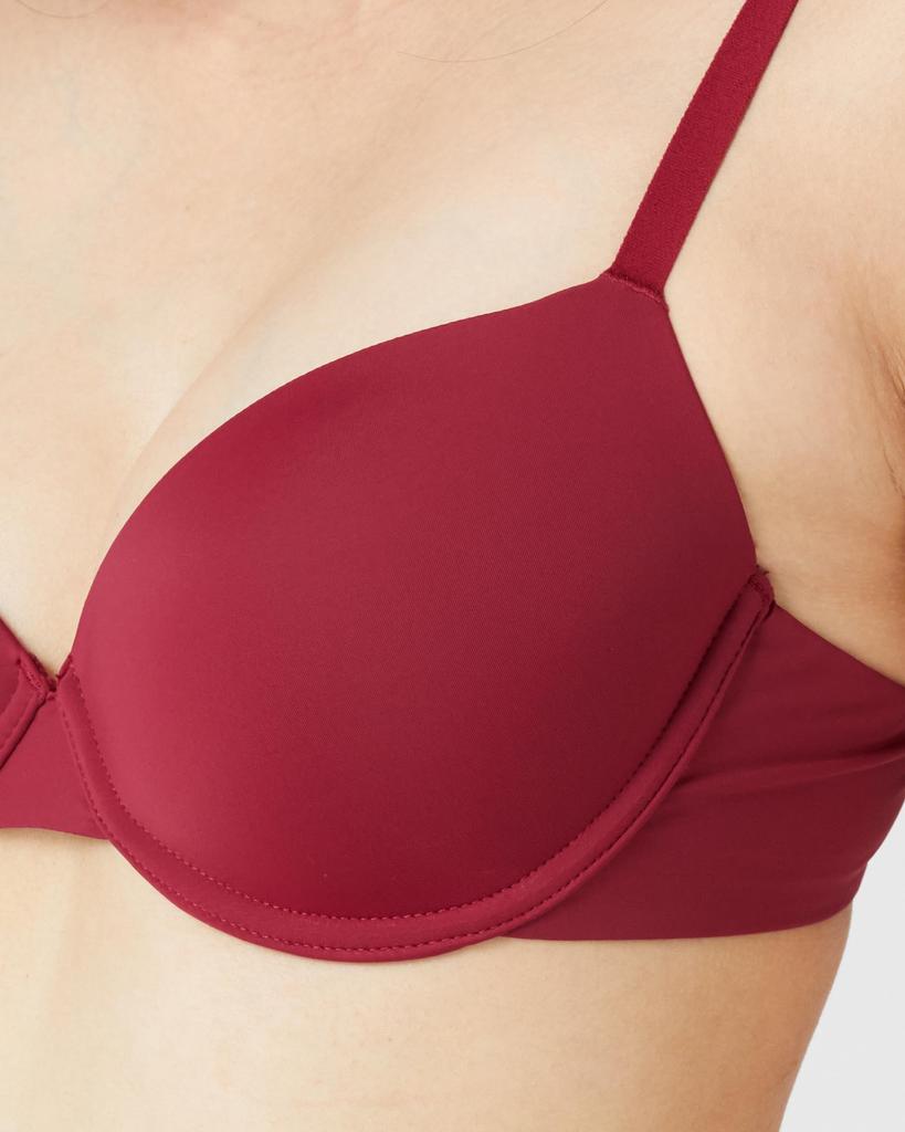 F70 [Amazon Essentials] 2er-Pack BH, 3/4-Cup, Mikrofaser, Damen, Schokolade/Rot,