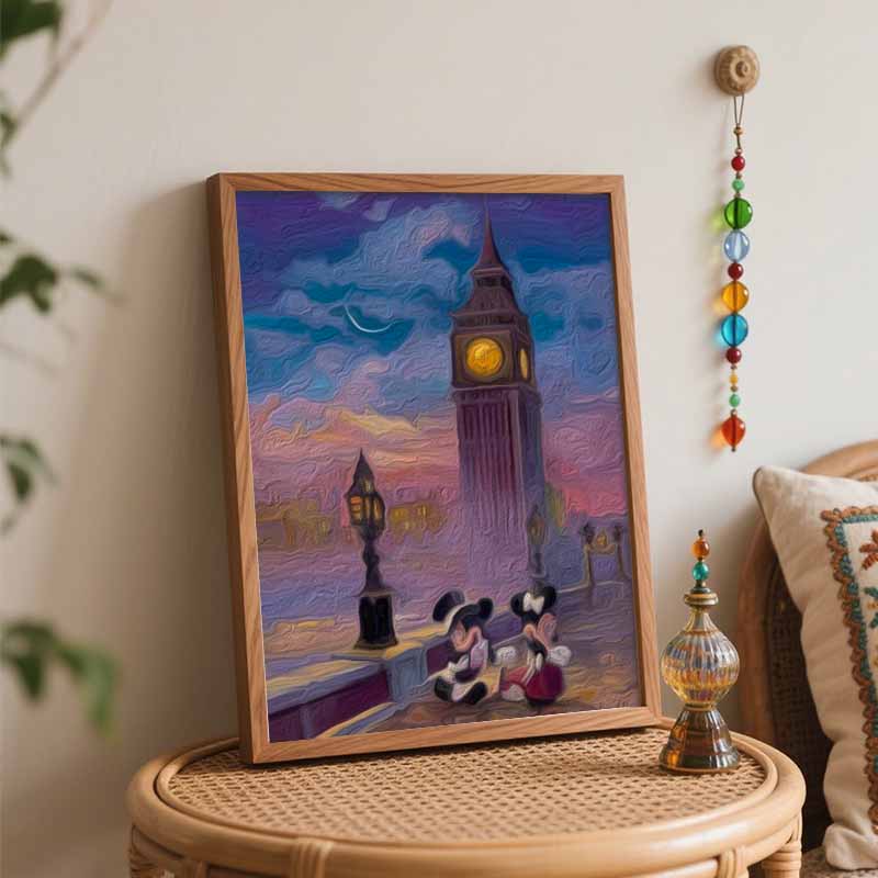 Disney Oil Painting Kit Painting Mickey Minnie London Home Bedroom Wall Decor Gift