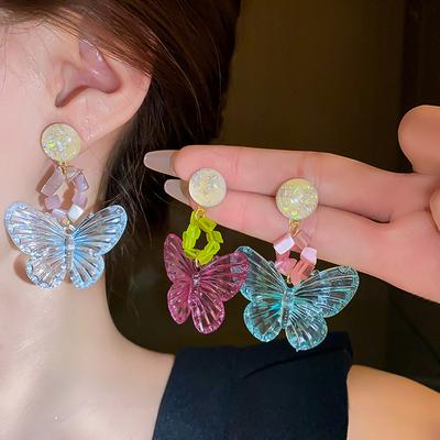 Fashion Acrylic Butterfly Earring Women Cute Drop Earrings Girl Elegant Personality Jewelry Accessories Gifts