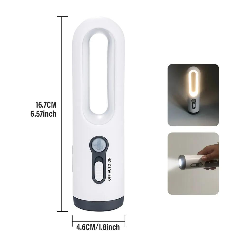 LED Bevegelsessensor Nattlys 2 i 1 Bærbar Lommelykt med Skumring til Daggry-sensor for Soverom, Bad, Lesing, Camping