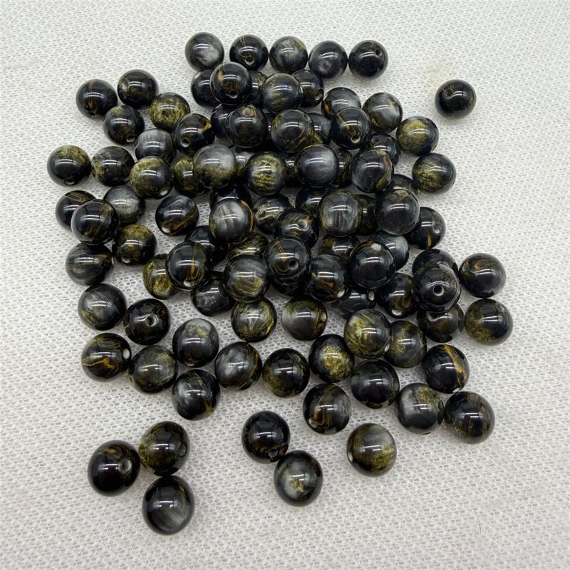 20pcs 10mm Flowing Light Dyeing Gilded Resin Beads Imitation Cat Eye Beads DIY Bracelet Beads Phone Chain Decoration