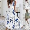 Women's Plus Size Boho Summer Beach Floral V Neck Maxi Vest Dress for Ladies