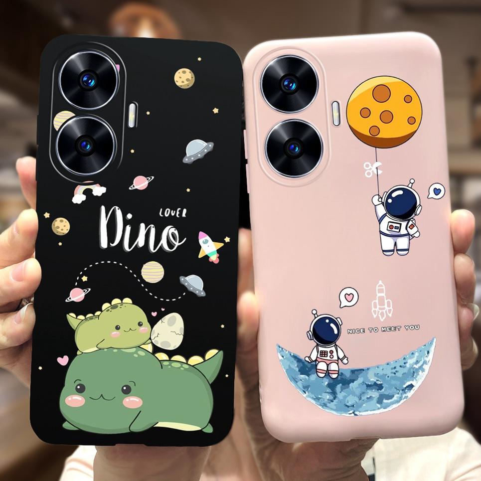 Soft Silicone Phone Case For Realme C55 C53 C51 Oppo Back Cover Funny Dinosaur Cat Printing Fundas Shell RealmeC53 C 55 53 Coque