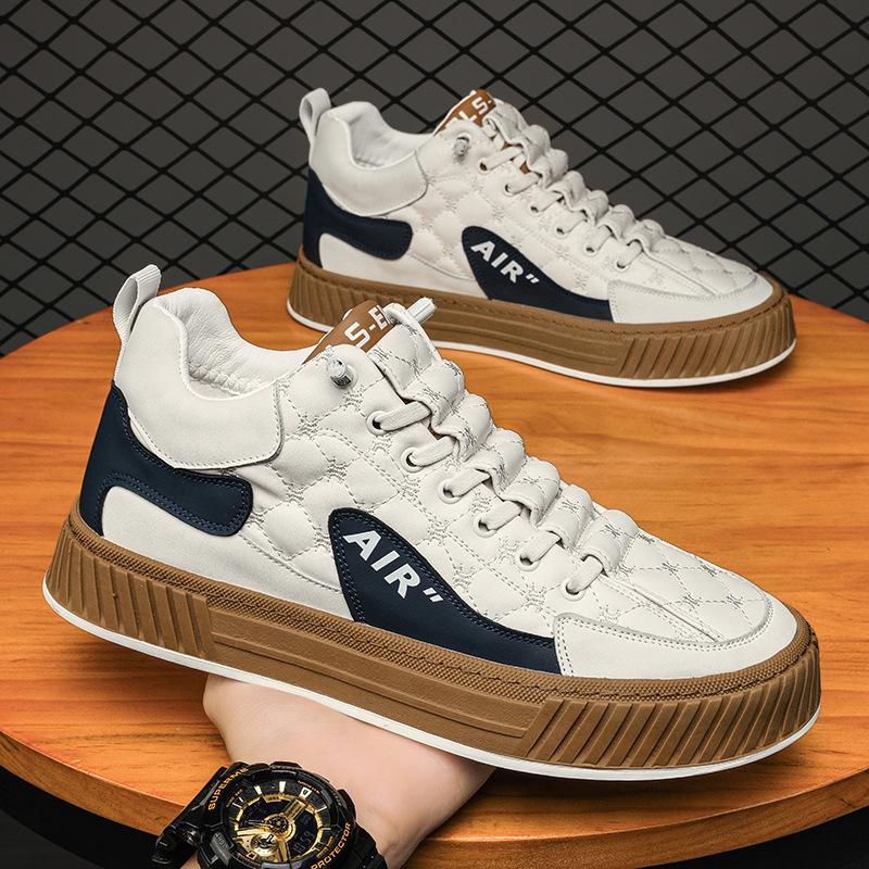 

Мужские кроссовки из вулканизированной кожи на толстой подошве, износостойкие удобные кроссовки для мужчин Zapatillas De Hombre 39 белый