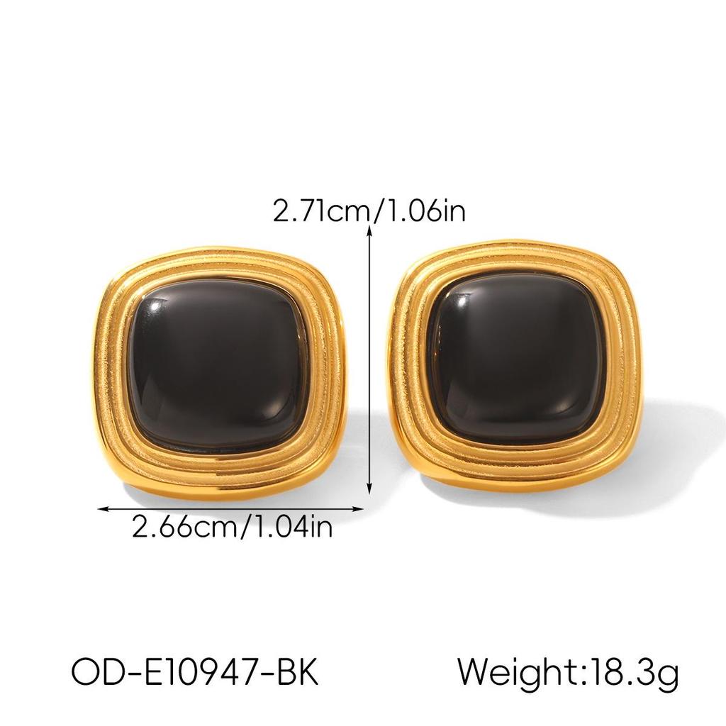 Retro Edelstahl 18k Gold Ohrringe: Nicht verblassende Titan-Ohrstecker, INS-Stil Leichter Luxusschmuck für Frauen