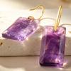 European & American Gold-Plated Amethyst Rectangular Faceted Earrings with Ear Hooks