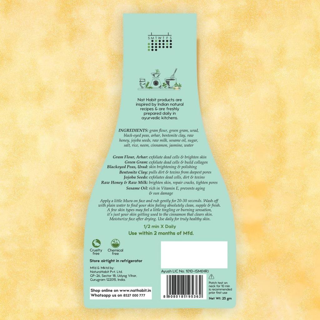 Nat Habit Five Gram And Clay Face Scrub For Deep Skin Cleansing And Natural Brightening For A Soft Glowing Complexion Pack of 3 x 25 gm