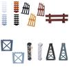 Construction Block City Accessories MOC Part Fence Railing Stair Barrier Ladder Guard Bar Castle Garden Farm Military Assemble Brick