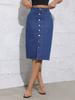 Women's High Rise Pencil Denim Skirt Slim Midi Skirt Streetwear Spring Sexy Hot Girl Button Front Split Hem Solid Color Bodycon Bottoms