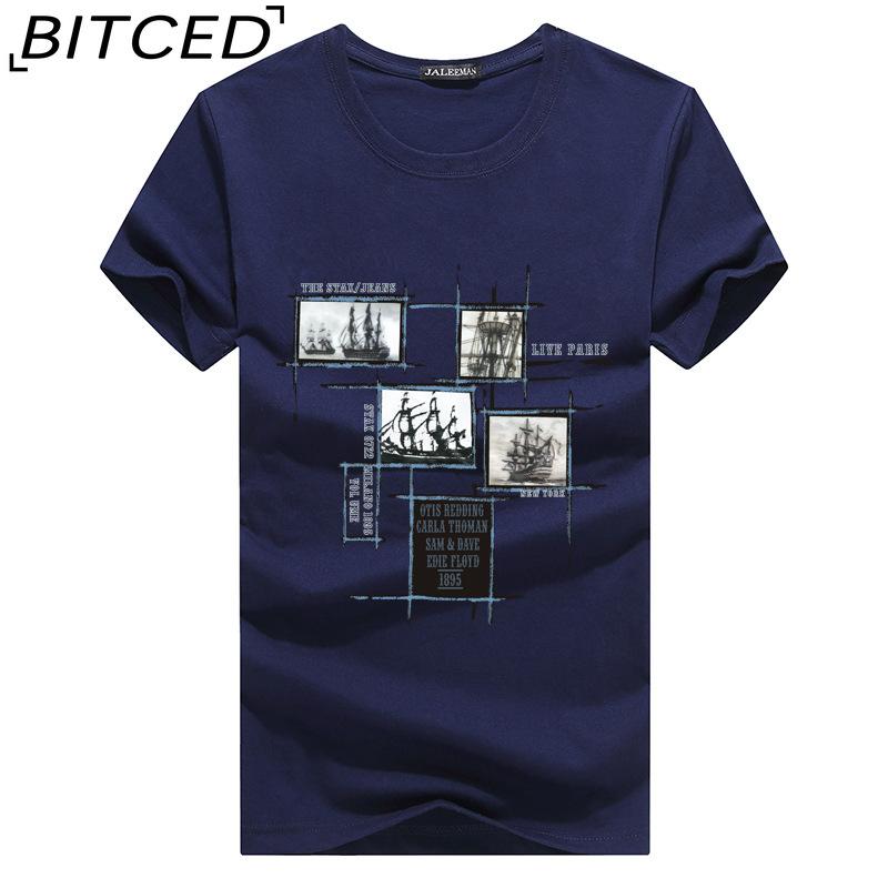 BITCED Cotton Short Sleeve T-shirt Men's Fashion Loose Half Sleeve Shirt Printed Compassionate Shirt