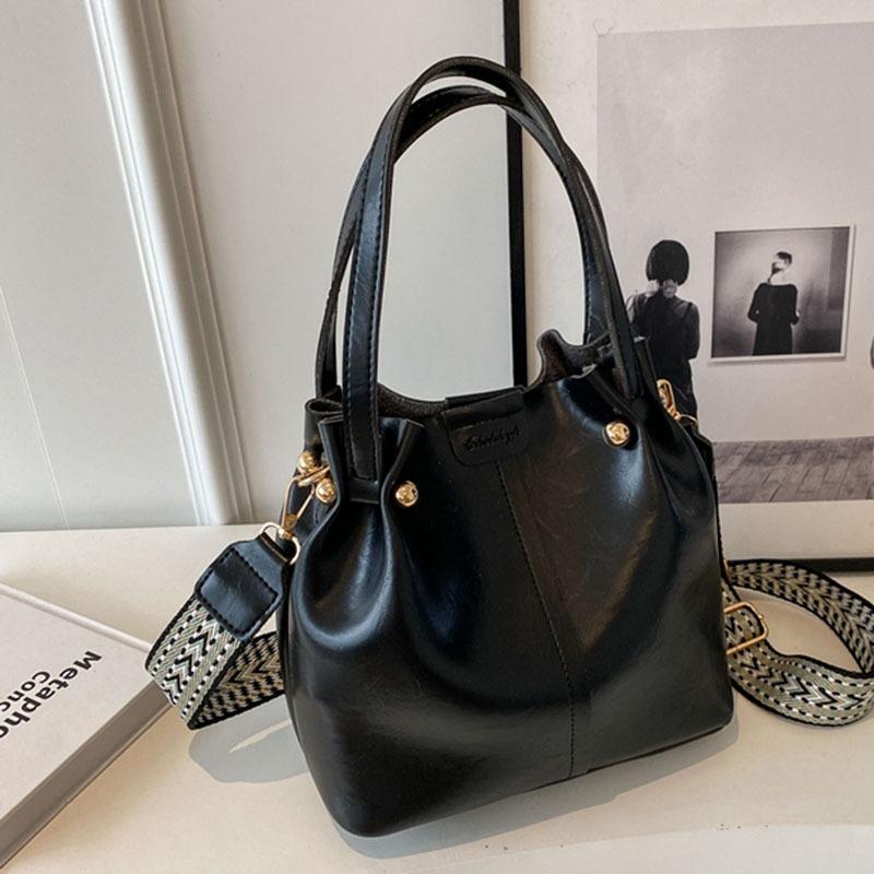 Retro small bag women's autumn and winter versatile new fashion broadband messenger bag shoulder bucket bag