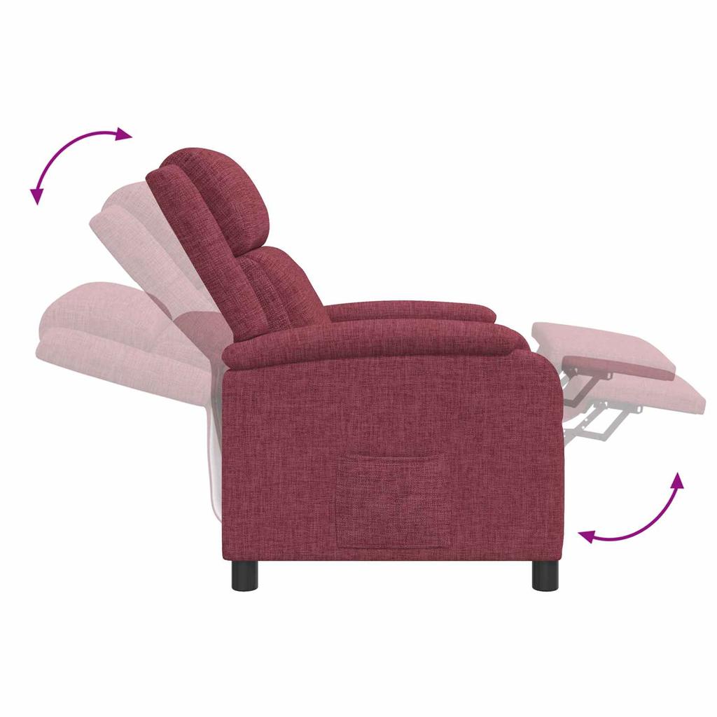 Massage Recliner Chair Wine Red Fabric