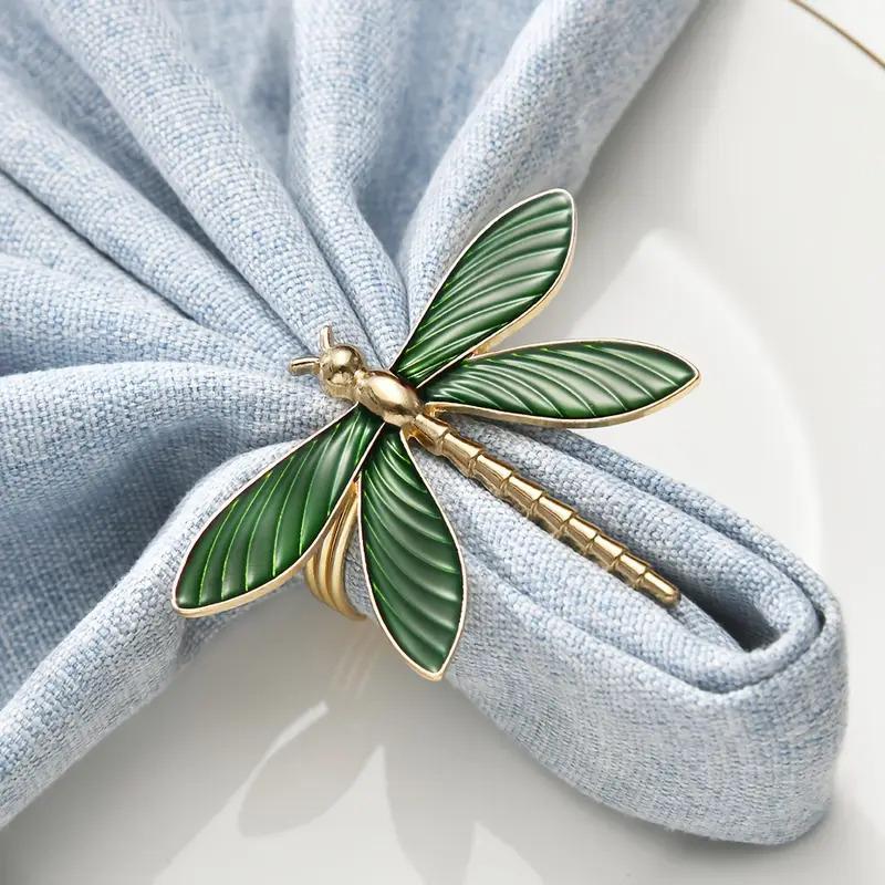 2/4Pcs Green Oil Dripping Dragonfly Home Decoration Hotel Napkin Ring Fashion Insect Napkin Ring New Metal Napkin Ring