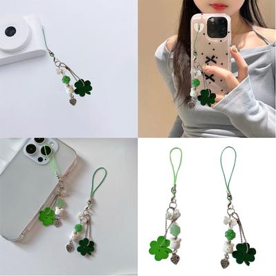 Portable Ins Style Phone Strap with Adorable Clover and Rabbit Stylish Bag Charm Phoen Lanyard for Fashionable Girls
