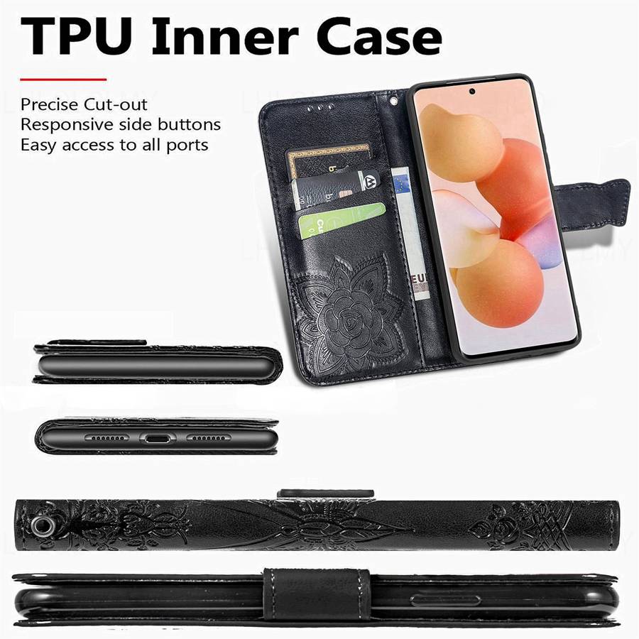 Butterfly Leather Flip Case For Xiaomi Redmi Note 11 12 Poco M6 Pro 5G X8 M8 F8 17 Ultra C75 X6 F6 C65 13T 14T 11T 13 Lite 14C A2 A3 13C Wallet Cover