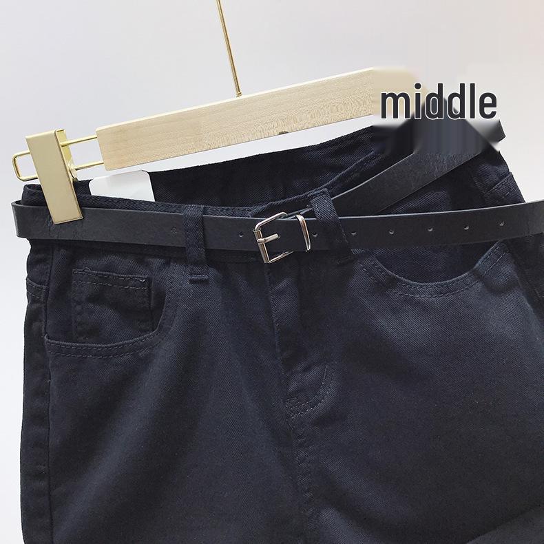 Women's High-Waisted Korean Style Denim Shorts with Rolled Hem