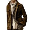 2023 Men's European & American Cowhide Velvet Multi-Pocket Casual Jacket