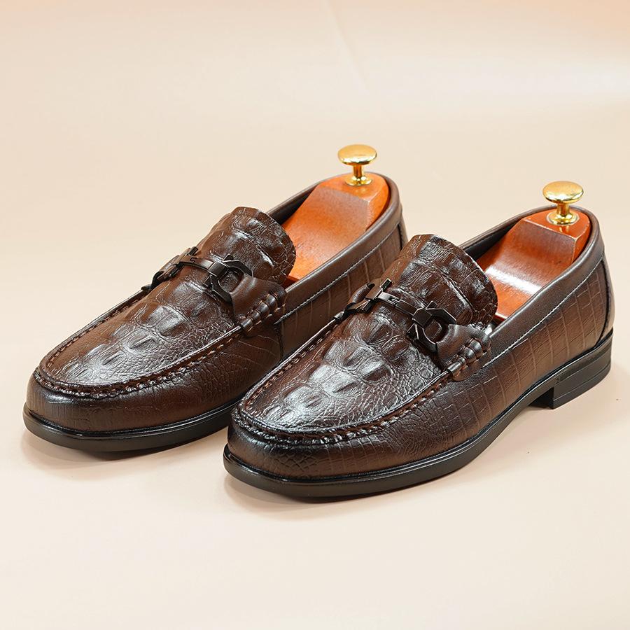 

Men s shoes spring 2025 new trend men s leather shoes soft sole one pedal versatile Korean version of business casual shoes 44 коричневый