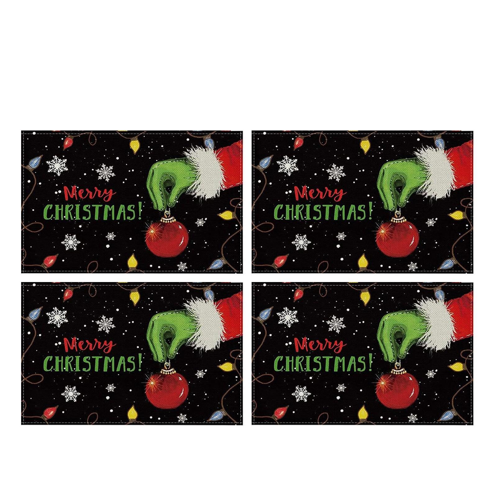 

Christmas Linen Placemats Table Mats Kitchen Restaurant Insulation Mats One Size