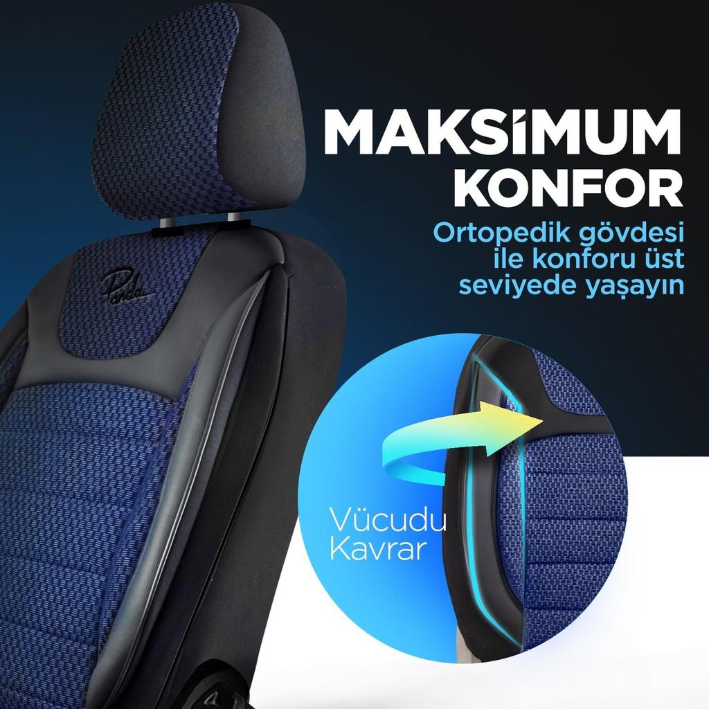 Custom Woven Fabric Car Seat Cover Blue Black