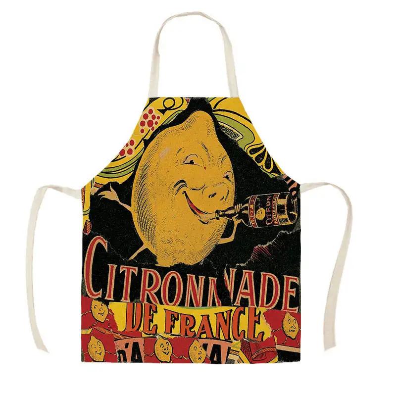 Citroen Fruitpatroon Slab Waterverf Kunst Keuken Schort Dames Huis koken Bakkerij Schoonmaak Linnen Chef Vlekbestendig Schort