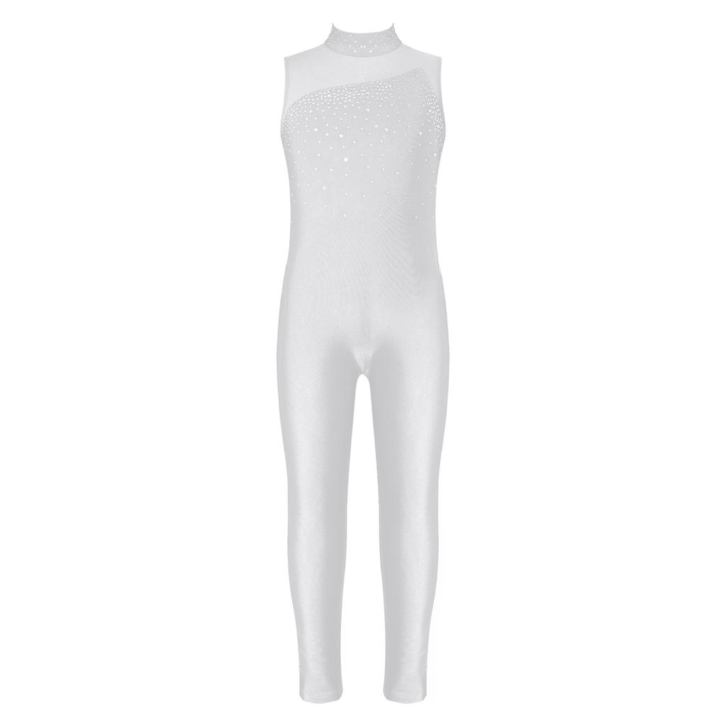 Kinder Mädchen Ballett Tanz Overall Ärmellose Strass Gymnastik Workout Tanz Trikots Eiskunstlauf Unitard Bühne Kostüme