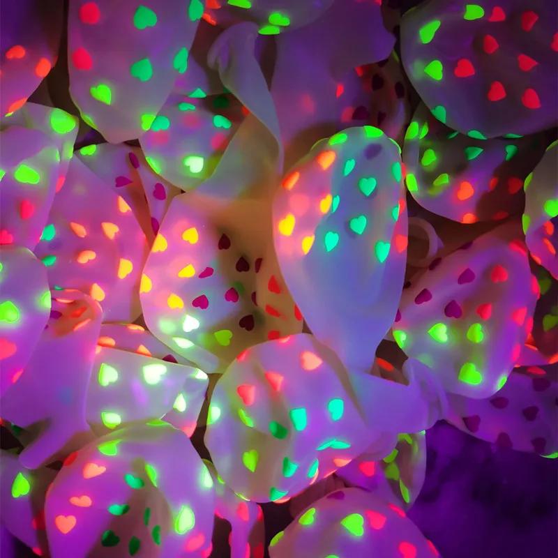 10/20pcs 12inch Fluorescent Balloon Dots Heart Star Latex Balloons  Birthday Wedding Christmas Party Decoration Kids Gifts