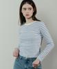 HARDCORE HAPPINESS Terry Striped Needlework T-Shirt_Sky Blue