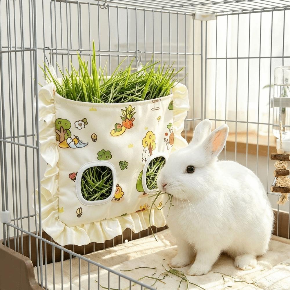 Magnetic Sealing Rabbit Hay Bag Leak-Proof Pet Feeding Bag Hanging Hay Feeder  Cage Accessory
