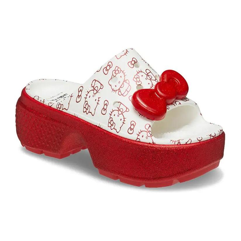 Crocs Stomp Slide Hello Kitty 50th Anniversary Red Glitter Women's 209815-100